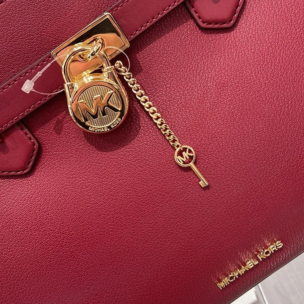 MICHAEL KORS HAMILTON MEDIUM SATCHEL DARK CHERRY COLOR